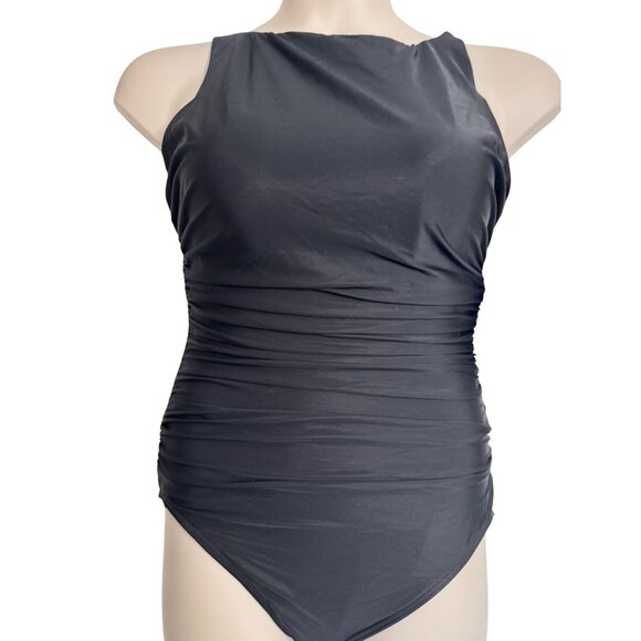 Miracle Suit Black Regatta Size 14 One Piece Swimsuit NWT High Neck - Picture 10 of 13